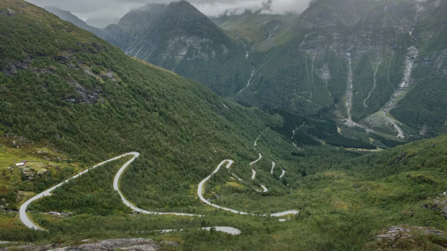 The windy roads of the national scenic route Gaularfjellet