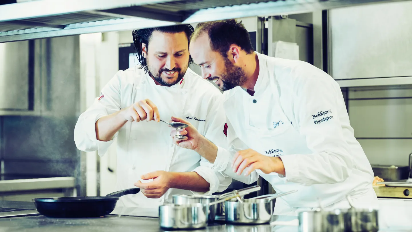 Award-winning chef Ørjan Johannessen in the kitchen