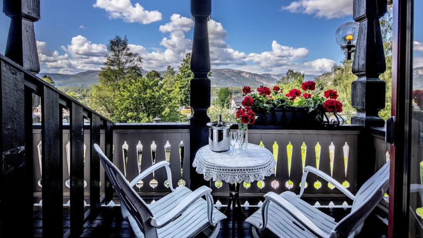 A verandah in one of the rooms at Straand Hotel