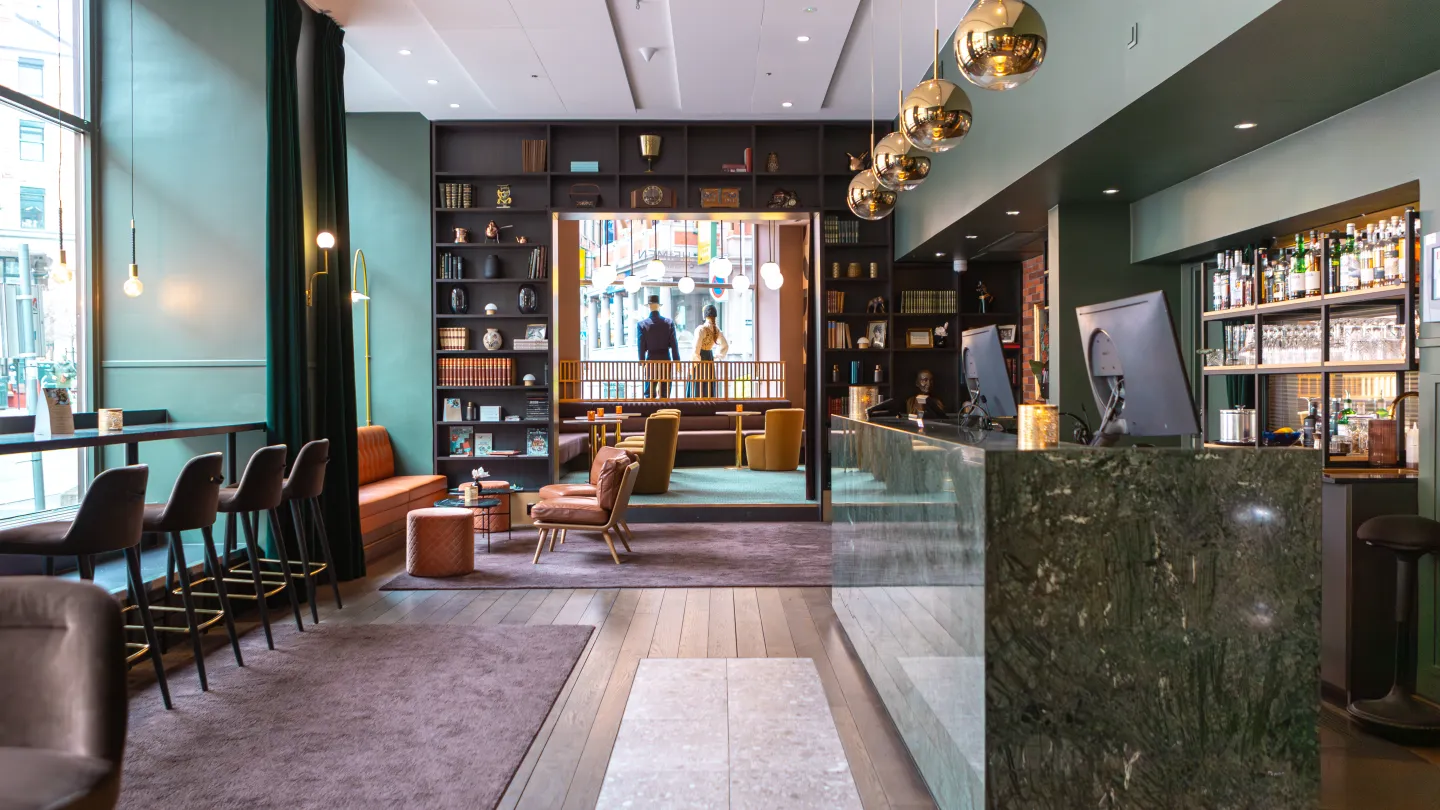 A view of the reception area at Hotel Bondeheimen