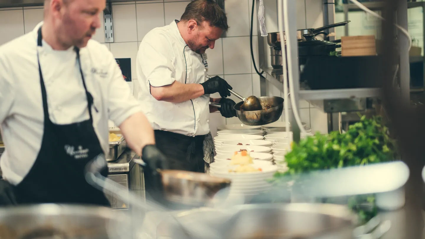 The kitchen at Nermo Hotell