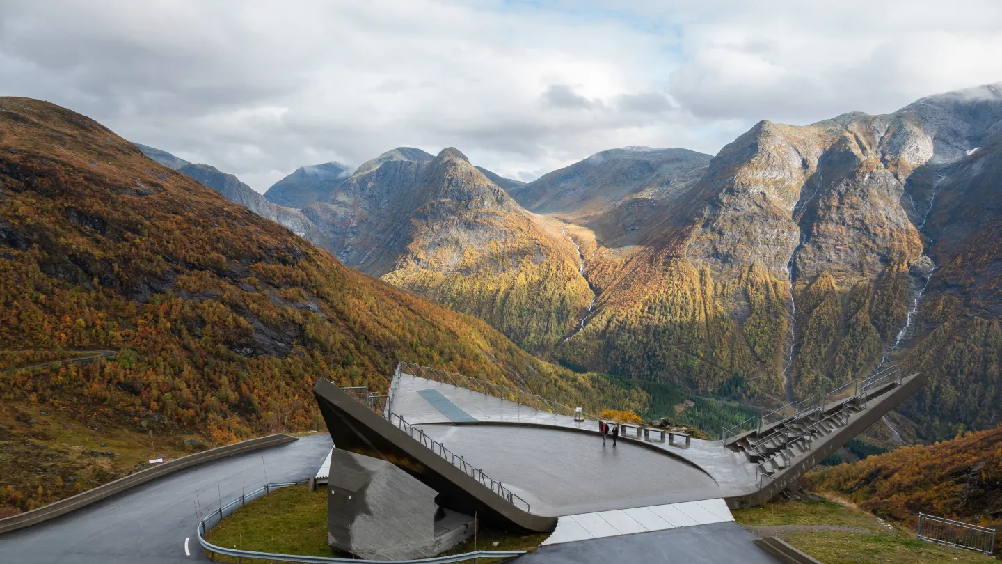 The famous stop "Utsikten" along the Scenic Route Gaularfjellet